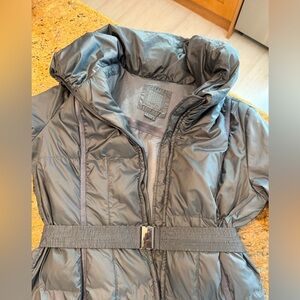 Geox gray/olive green Down Puffer Coat with Belt, M